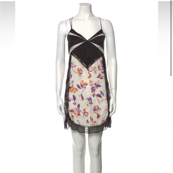 NWOT Zadig & Voltaire Cole Panelled  Dress with lace ruffle SZ L - Picture 5 of 7